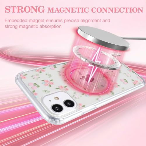 Coque iPhone 11 MagSafe antichoc et transparente au motif floral