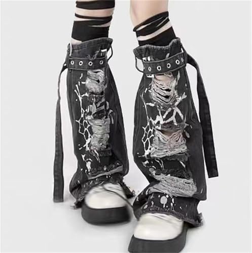 Image of Sup-Coente Gothic Flare Leg Warmers for Women Punk Goth Steampunk Y2k Emo Grunge