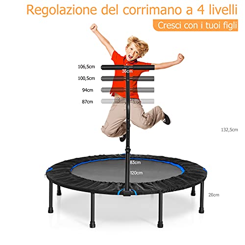 GOPLUS Trampolino Elastico Fitness, Corrimano