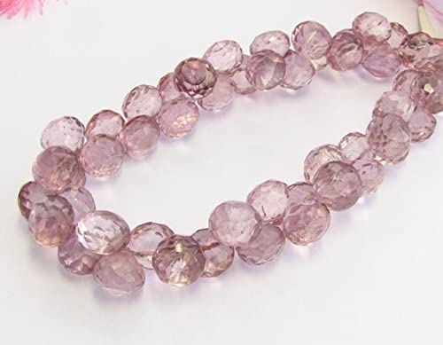 Quartz rose briolettes 7mm-8mm pierres naturelles facettées pour collier