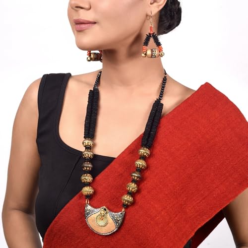 Image of AAKRITI ART CREATIONS Handcrafted Women's Jewelry Set - Elegant Ethnic Necklace and Earrings, Statement Fashion Accessories for Parties & Festivals