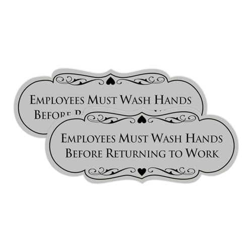 Signs ByLITA Designer Employees Must Wash Hands Before Returning to Work Sign - Durable Material and Easy Installation (Lt Gray) - Small (2 Pack)