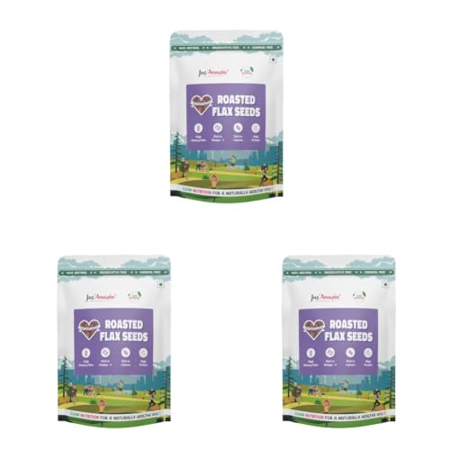 Image of Jus' Amazin Roasted Flax Seeds (500 g) | Hi Fiber | Omega-3 | Heart Health | Weight Loss | Cholesterol Management | Hi Protein | 100% Natural | Clean Nutrition (Pack of 3)