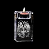 ZYDYRX Katholischer Kristallglas Teelichthalter Transparent Jesus...