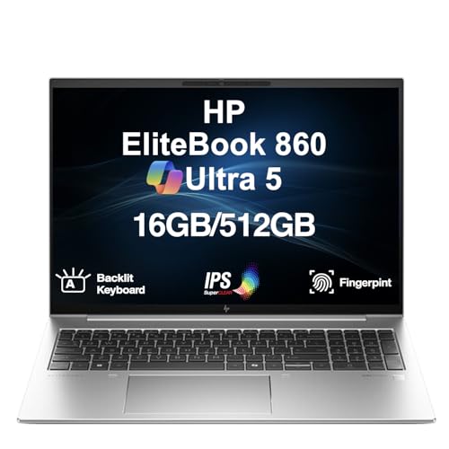 HP EliteBook 860 G11 Business Laptop 16.0" IPS WUXGA Display (Intel Ultra 5-135U, 16GB DDR5, 512GB PCIe SSD, Intel Graphics, Backlit KB, Fingerprint, 2 Thunderbolt 4, WiFi 6E, Webcam, Win 11 Pro)