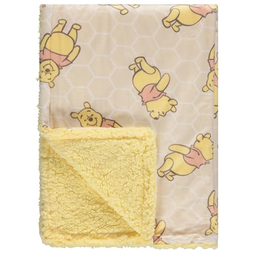Image of Disney Character Fuzzy Double Sided Mink and Sherpa Baby Blanket, Ultra-Soft and Plush Mink Sherpa Newborn Throw for Infants, Measures 30x40 (Mickey, Minnie, Pooh, Dumbo)