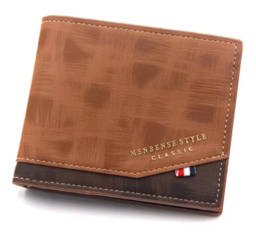 Generic Men's Wallet, Leather Bifold Wallets, Multiple Slots for Credit Cards, ID, License, Photo Holder, Purse (light brown), 00215
