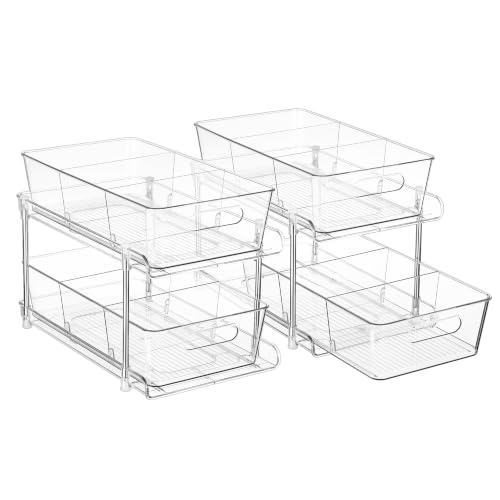 Image of Vtopmart 2 Pack Larger Plastic Bathroom Under Sink Pull-Out Organizer (M-Standard)