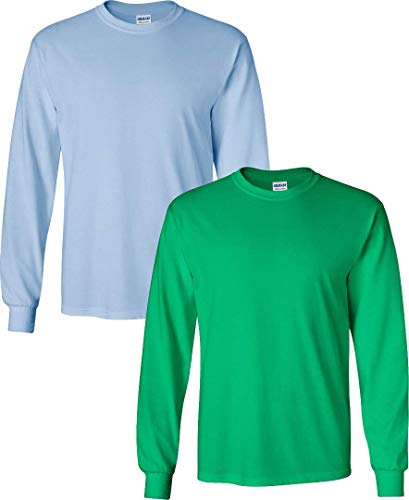 Image of Gildan Ultra Cotton Long Sleeve T-Shirt 2-PackLightBlue-Iris Small
