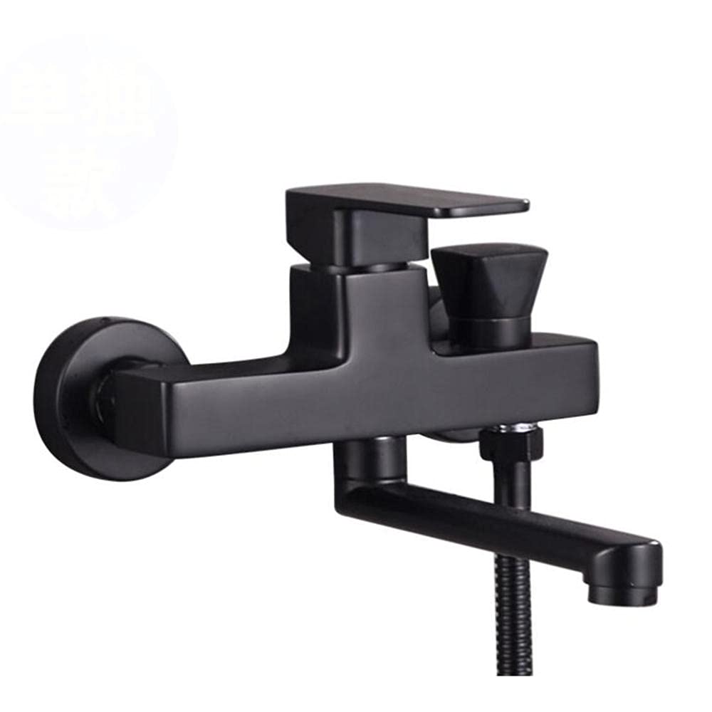 Robinet de douche rotatif en laiton noir double trou eau froide et chaude