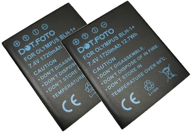 2 x Dot.Foto BLH-1 Premium 7.4v / 1720mAh Fully Decoded Rechargeable Battery for Olympus OM-D E-M1 Mark II, E-M1 Mark III, E-M1X