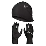 Nike Herren Running Fleece Mütze und Handschuhe Set, Black/Silver, S/M
