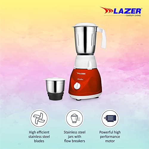 Image of Lazer Hotshot 2 Jars 450W Mixer Grinder (RED)