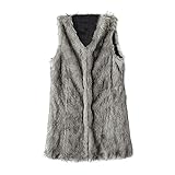  Lialbert Damen Weste Leder Kunstpelz Weste Ärmellose Jacke Winterjacke Fellweste Mantel Kunstfell Weste Outwear Warm Pelzweste Pelzjacke Pelzmantel