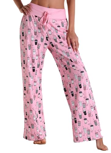 Image of Women Pajama Pants Comfy Lounge Wide Leg Casual Stretch Palazzo Drawstring Pj Bottoms Pants S-3XL