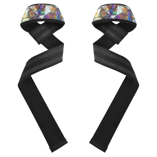 Nander Beautiful Colored Prism Wrist Straps for Weightlifting,Lifting Straps with Neoprene Cushioned Wrist Padded and Anti-Skid Silicone for Strength Training,Bodybuilding,Deadlifting