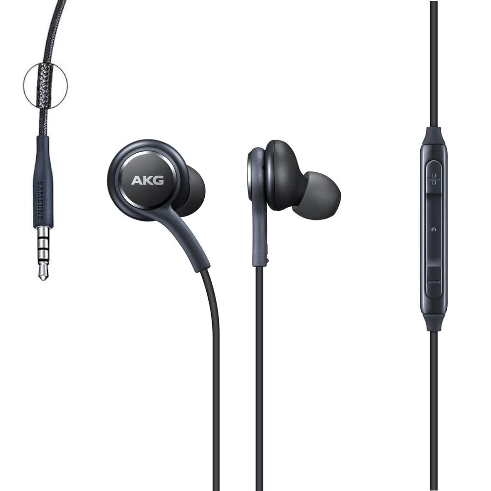 Genuine Samsung Earphones Tuned by AKG - black, Tangle Free Fabric Cable, Clear & Balanced Audio Tuned By AKG, In-Line Controls, EO-IG955