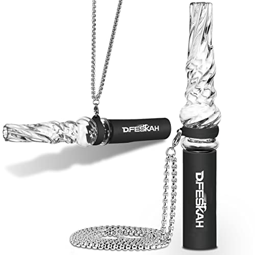 Embout hygiénique pour chicha, embout hygiénique en verre réutilisable avec chaîne en acier inoxydable à emporter, accessoire de narguilé universel, adapté à chaque embout buccal (13 cm) Cover