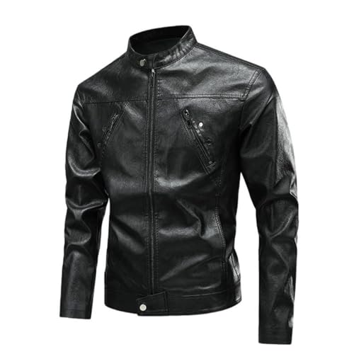 Chaqueta biker para hombre de cuero sintético miniatura 1