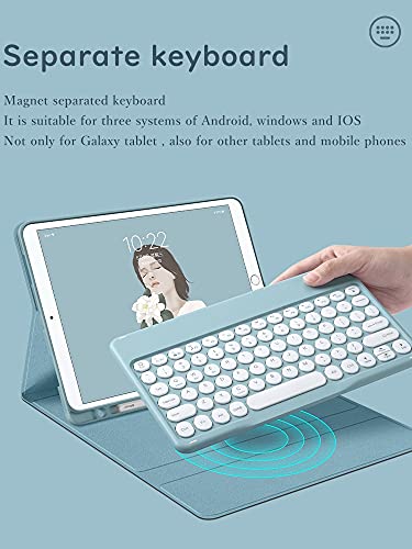 HENGHUI Keyboard Case for Galaxy Tab S6 Lite 10.4'' 2024/2022/2020 Cute Round Key Wireless Detachable BT Color Keyboard Cover with Pencil Holder (DarkGreen) - Image 3