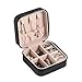 DCVFRQ Boîte à Bijoux, Sac de Bijoux, Flanelle, Bague Portable, Boucle d'oreille, Boucle d'oreille, boîte, Fermeture à glissière, Bijoux, boîte de Rangement de Voyage, Macarons, Black
