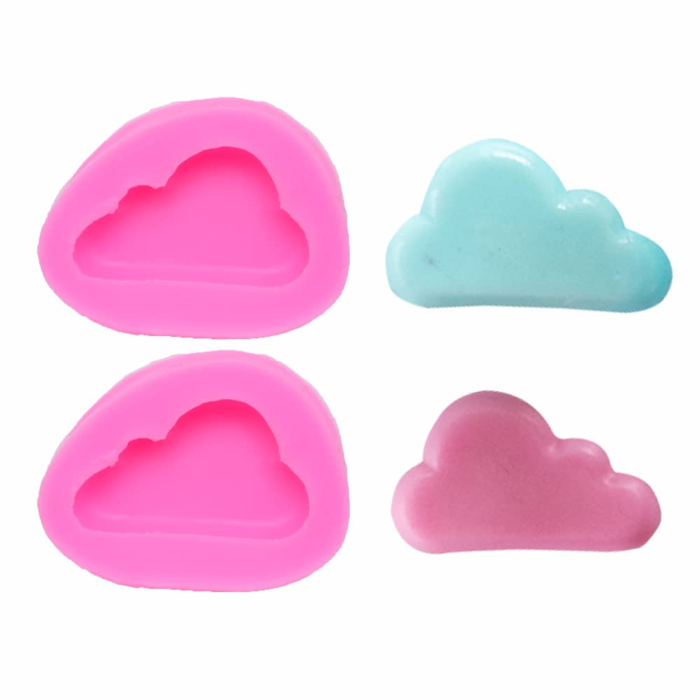 2Pcs Mini Size Cloud Silicone Molds for DIY Fondant Candy Making Chocolate Mold Desserts Ice Cube Gum Clay Biscuit Plaster Resin Cupcake Topper Cake Border Decor Moulds