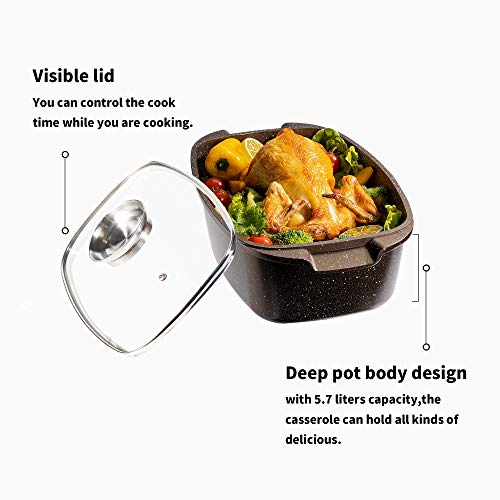 Haufson Asteroid Premium Casserole | Robust Roaster Die-Cast Aluminium Casserole with 5.7L Capacity | Induction Compatible Nonstick PFOA Free with Integrated Aroma Button and Steam Vent 4 Gallery Image