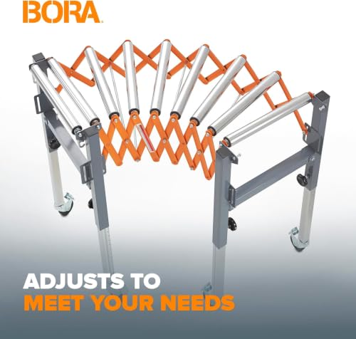 Image of BORA Adjustable Conveyor Roller Stand for Table Saw Outfeed Extension