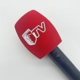 Customized Flocking Microphone Sponge Printing Logo Covers Mic Windscreen Foam Windshield For TV Stations Reporters Interview (Red)