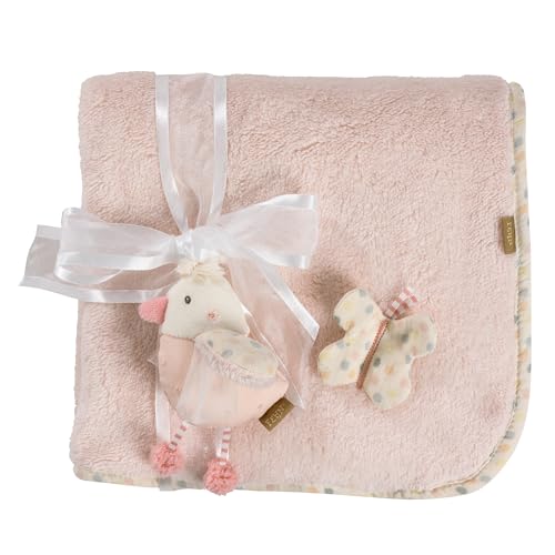Fehn Manta de Peluche Pájaro - para acurrucarse, como Alfombra para Gatear, pañuelo de Peluche o Manta para casa y para Llevar de Viaje