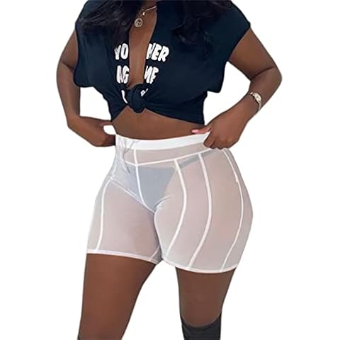 Women Workout Yoga Shorts, Womens Yoga Shorts Sports Gym Ruched Butt Lifting Workout Running Hot Leggings, White, Medium Short Cover