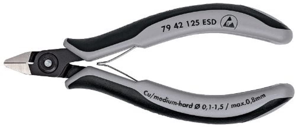 Alicates Knipex 79 42 125 ESD finos con corte al ras perfecto para evitar descargas estáticas