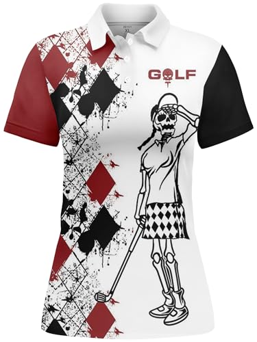 HIVICHI Funny Golf Shirts for Women Print Crazy Pattern Cute Novelty Moisture Wicking Short Sleeve Tennis Polo Shirt3