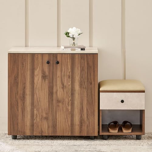 Image of Home Centre | Addison | Engineered Wood | Shoe Cabinets | 14 Pair | Walnut | 1 Year Warranty