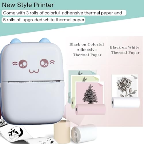 MTC Mini Bluetooth Thermal Printer, Portable Label Printer Inkfree Printer for Android & iOS System, Black on White Thermal Printer with Roll of... - Image 3