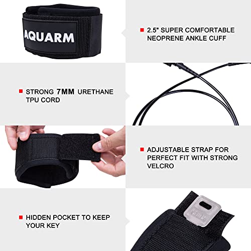 Aquarm Surfboard Leash 6/7/8/9 Feet Straight Leg Rope Premium Sup Leashes Ankle For Surfing #TOP1