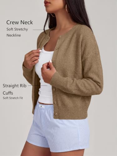 Image of Trendy Queen Cropped Cardigan Sweaters for Women Fall Fashion Clothes 2026 | Lightweight Knit Button-Down, Versatile Layering Piece for Fall, Spring & Office Wear