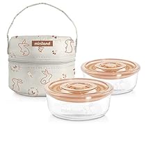 Miniland-Pack-2-go-Naturround-Bunny-Set-de-Hermeticos-y-Funda-Color-Natural-Bunny