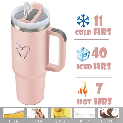 LRKKJUS Copo com alça copo de aço inoxidável de 1,134 g, garrafa de água isolada, caneca de viagem,