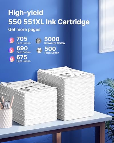 550 551 XL Patronen 550XL 551XL Multipack Kompatibel für Canon 551 PGI-550XL CLI-551XL PGI550 CLI551 für Canon MX925 IP7250 MX925 MX920 MX725 MG5650 MG6450 (20er-Pack)