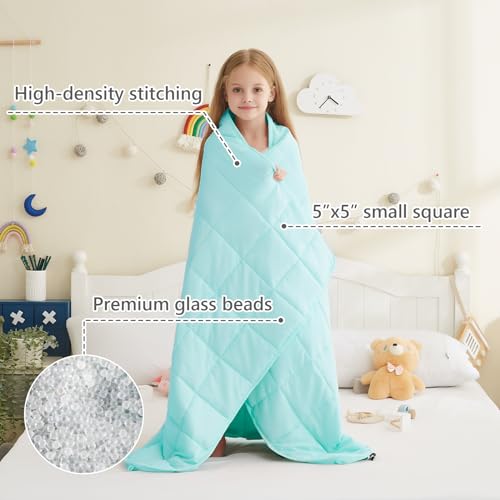 L'AGRATY Weighted Blanket - 40"x60" 7lbs Cooling Breathable Weighted Blanket Microfiber Material with Glass Beads