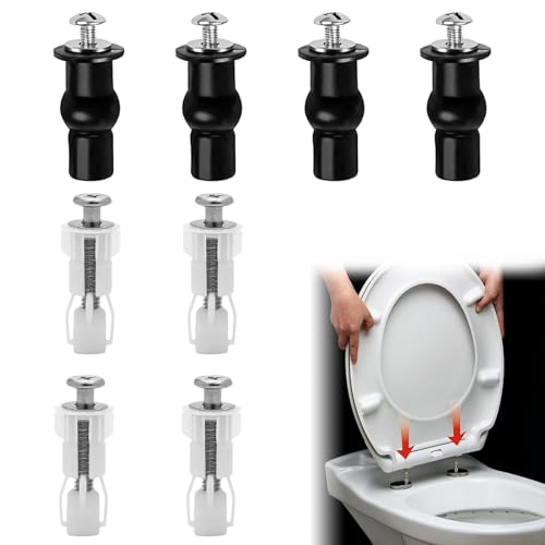 8 Pcs Toilet Seat Fittings,Toilet Seat Hinges,Easy to Install Quick Release Toilet Seat Fixings,Soft Close Toilet Seat Hinges for Toilets WC Blind Hole