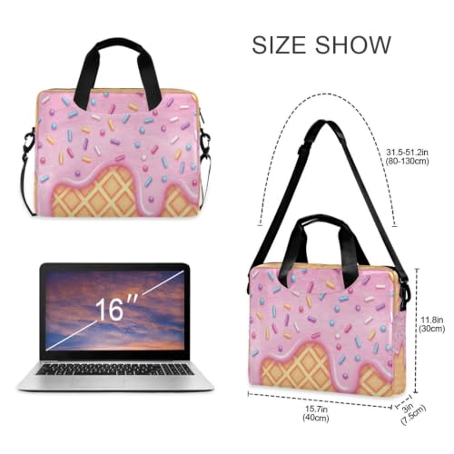 Funda de portátil rosa pan de helado con correa para el café diario 5