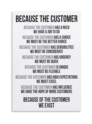 Office Motivation Poster Customer Service Quotes Because The Customer Inspirational Canvas Art for...