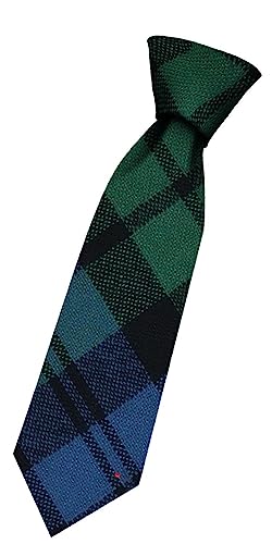 Cravate en laine pour garçon en tartan Black Watch Ancient tissée en Écosse
