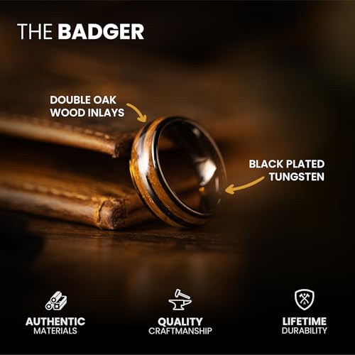 Manly Bands: Men's Exotic Wood Wedding Bands and Rings - Made with Koa, Pearwood, Oak, and Sequoia Wood - Gift for Men - Free Silicone Ring Included3