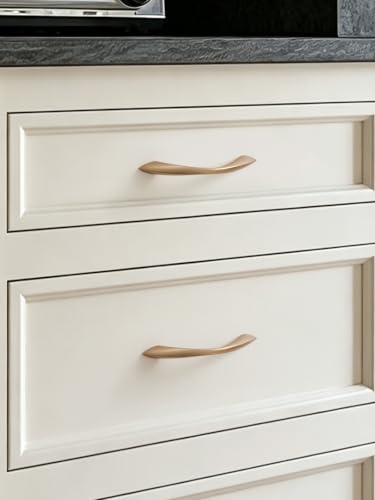 Image of 5 Pack Champagne Bronze Cabinet Pulls 3-3 /4 Inch Arch Twisted Brass Handles Drawer Kitchen Cupboard Bathroom Dresser Cabinet Hardware Zinc Alloy
