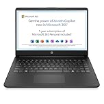 HP 14” Laptop | Intel Celeron N4500 Processor | 4 GB RAM | 64GB eMMC | Intel UHD Graphics | HD Display | 12 hrs battery | Microsoft 365 Personal 12 month included | Windows 11 | Black | 14s-dq3001sa