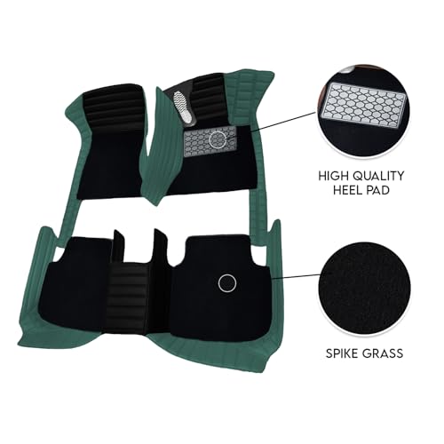 Image of Antiskid Exclusive Combination 9D Car Mat Full Set for Mahindra XEV 9S 2026 | Luxury Leather Dual-Stitch Full Set 9D Car Floor Mat || 100% Waterproof ||Color: Black Leaf-Green