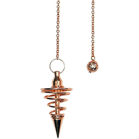 Copper Metal Spiral Pendulum with Satin Bag and Instruction Leaflet for Divination / Dowsing Tool Cover